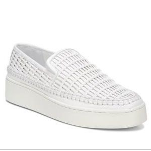 Vince White Woven Slip-On Platform Loafers
